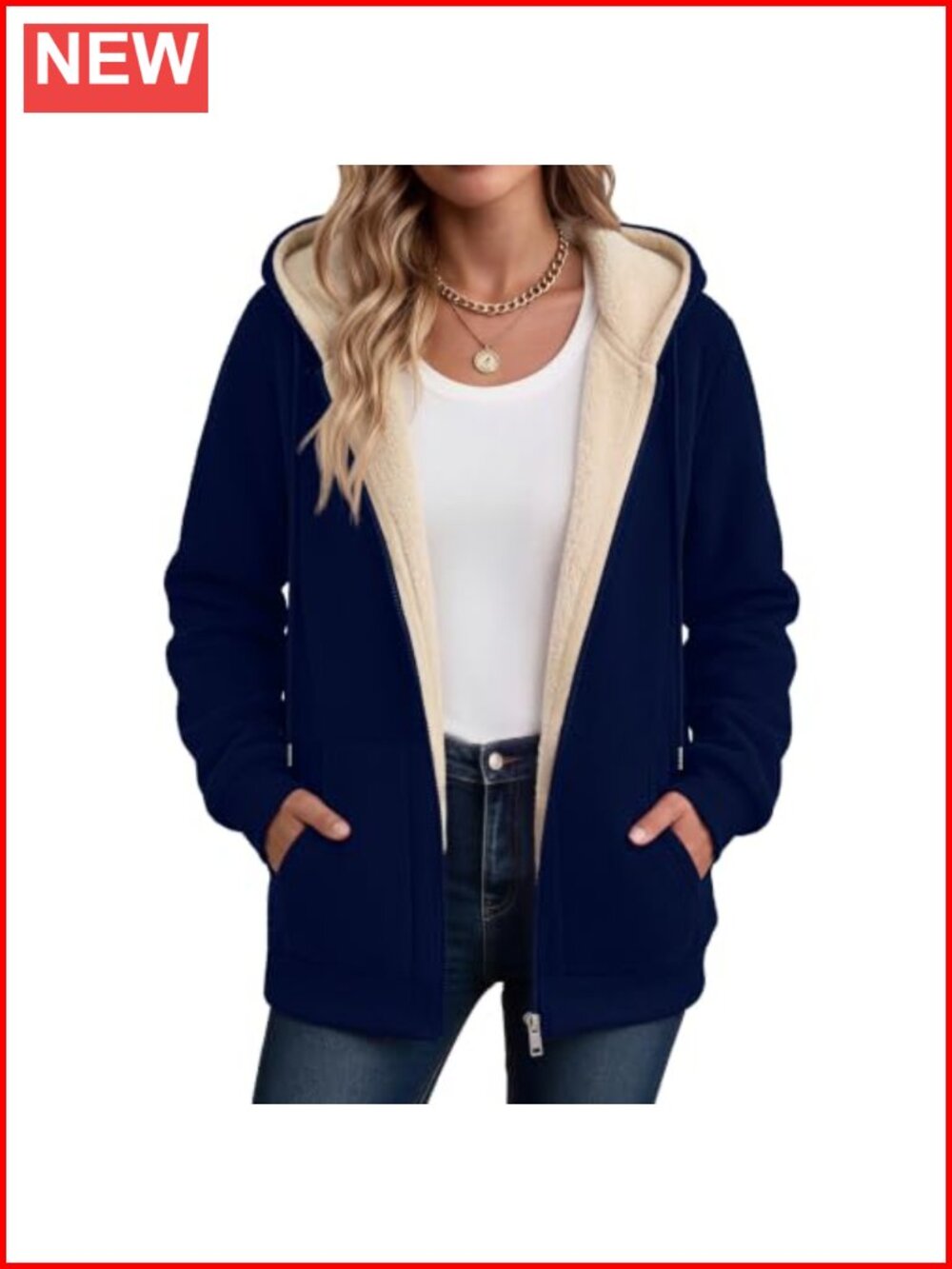Women's Sherpa Fleece Zip Up Hooded Jacket Warm Winter Coat
